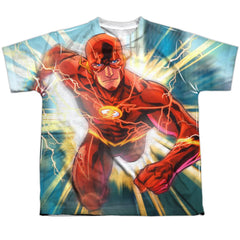 Justice League Of America Faster Than Lightning Youth Regular Fit Poly Short-Sleeve T-Shirt