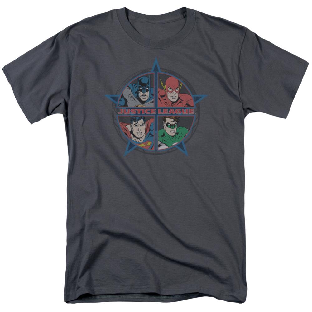 Justice League Of America Four Heroes Men's 18/1 Cotton Short-Sleeve T-Shirt