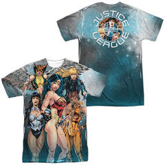 Justice League Of America Gals Night Out (Front/Back Print) Men's Regular Fit Polyester Short-Sleeve T-Shirt