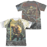 Justice League Of America Good VS Evil (Front/Back Print) Men's Regular Fit Poly Cotton Short-Sleeve T-Shirt