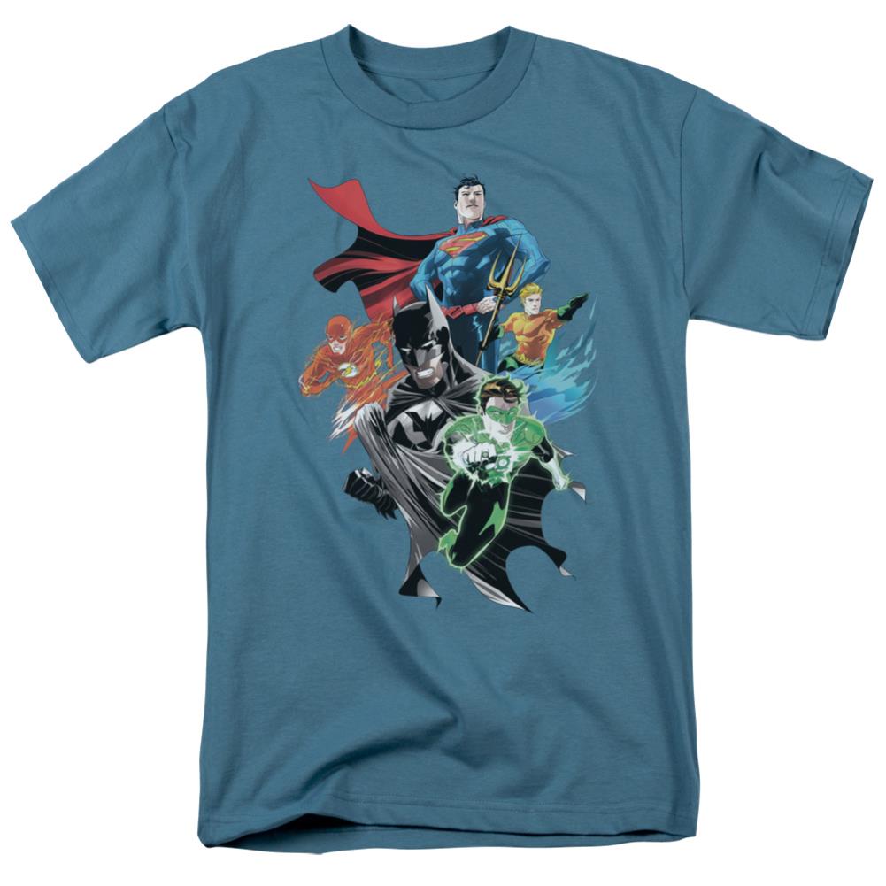 Justice League Of America Group Shot Men's 18/1 Cotton Short-Sleeve T-Shirt