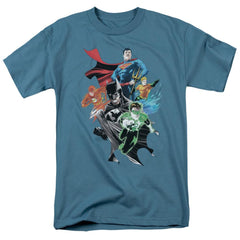 Justice League Of America Group Shot Men's 18/1 Cotton Short-Sleeve T-Shirt