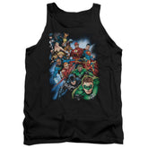 Justice League Of America Heroes Unite Men's 18/1 Cotton Tank Top