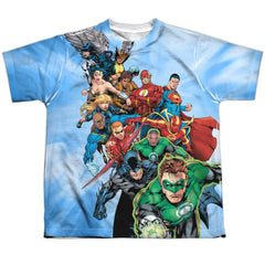 Justice League Of America Heroes Unite Youth Regular Fit Poly Short-Sleeve T-Shirt