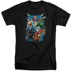 Justice League Of America JL Assemble Men's 18/1 Tall Cotton Short-Sleeve T-Shirt