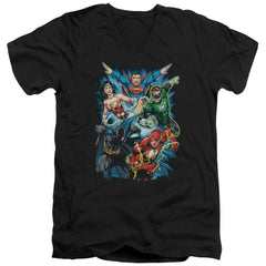 Justice League Of America JL Assemble Men's 30/1 Cotton Slim V-Neck T-Shirt
