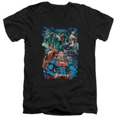 Justice League Of America Justice Is Served Men's 30/1 Cotton Slim V-Neck T-Shirt