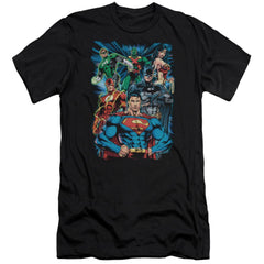 Justice League Of America Justice Is Served Men's Ultra-Soft 30/1 Cotton Slim Short-Sleeve T-Shirt