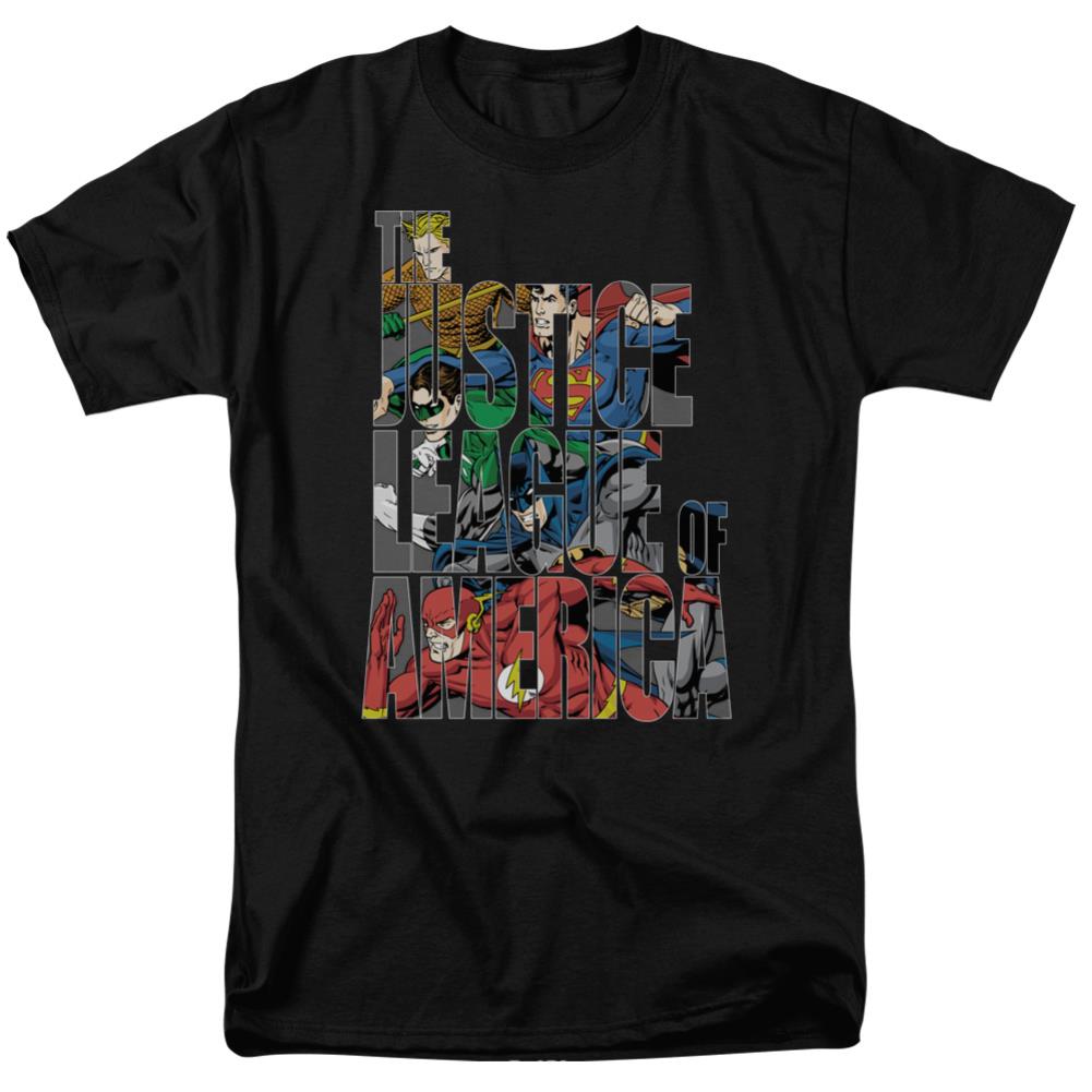 Justice League Of America Lettered League Men's 18/1 Cotton Short-Sleeve T-Shirt