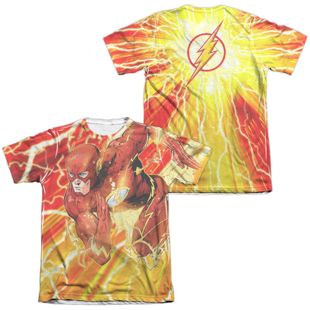 Justice League Of America Lightning Dash (Front/Back Print) Men's Regular Fit Poly Cotton Short-Sleeve T-Shirt