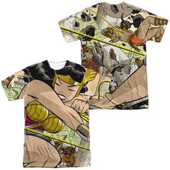 Justice League Of America Minotaur Battle (Front/Back Print) Men's Regular Fit Polyester Short-Sleeve T-Shirt
