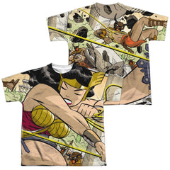 Justice League Of America Minotaur Battle (Front/Back Print) Youth Regular Fit Poly Short-Sleeve T-Shirt