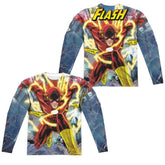 Justice League Of America Police Line (Front/Back Print) Men's Regular Fit Polyester Long-Sleeve T-Shirt