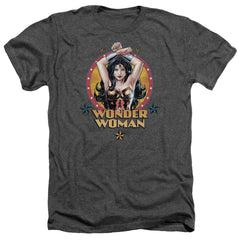 Justice League Of America Powerful Woman Men's 30/1 Heather 60 40 Poly Short-Sleeve T-Shirt