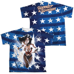 Justice League Of America Ripped Flag (Front/Back Print) Youth Regular Fit Poly Short-Sleeve T-Shirt