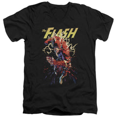 Justice League Of America Ripping Apart Men's 30/1 Cotton Slim V-Neck T-Shirt