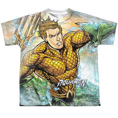 Justice League Of America Rough Seas Youth Regular Fit Poly Short-Sleeve T-Shirt