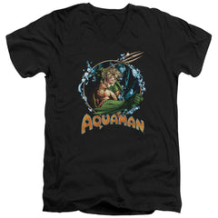 Justice League Of America Ruler Of The Seas Men's 30/1 Cotton Slim V-Neck T-Shirt