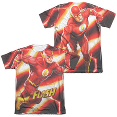 Justice League Of America Speed Bolt (Front/Back Print) Men's Regular Fit Poly Cotton Short-Sleeve T-Shirt