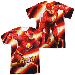 Justice League Of America Speed Bolt (Front/Back Print) Men's Regular Fit Polyester Short-Sleeve T-Shirt