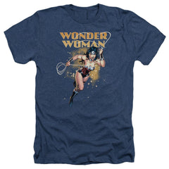 Justice League Of America Star Lasso Men's 30/1 Heather 60 40 Poly Short-Sleeve T-Shirt