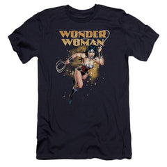 Justice League Of America Star Lasso Men's Ultra-Soft 30/1 Cotton Slim Short-Sleeve T-Shirt