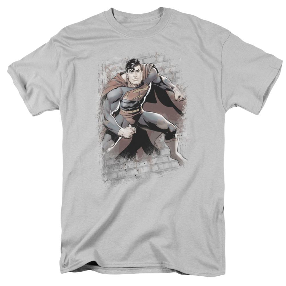 Justice League Of America Superman Bricks Men's 18/1 Cotton Short-Sleeve T-Shirt