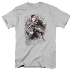 Justice League Of America Superman Bricks Men's 18/1 Cotton Short-Sleeve T-Shirt