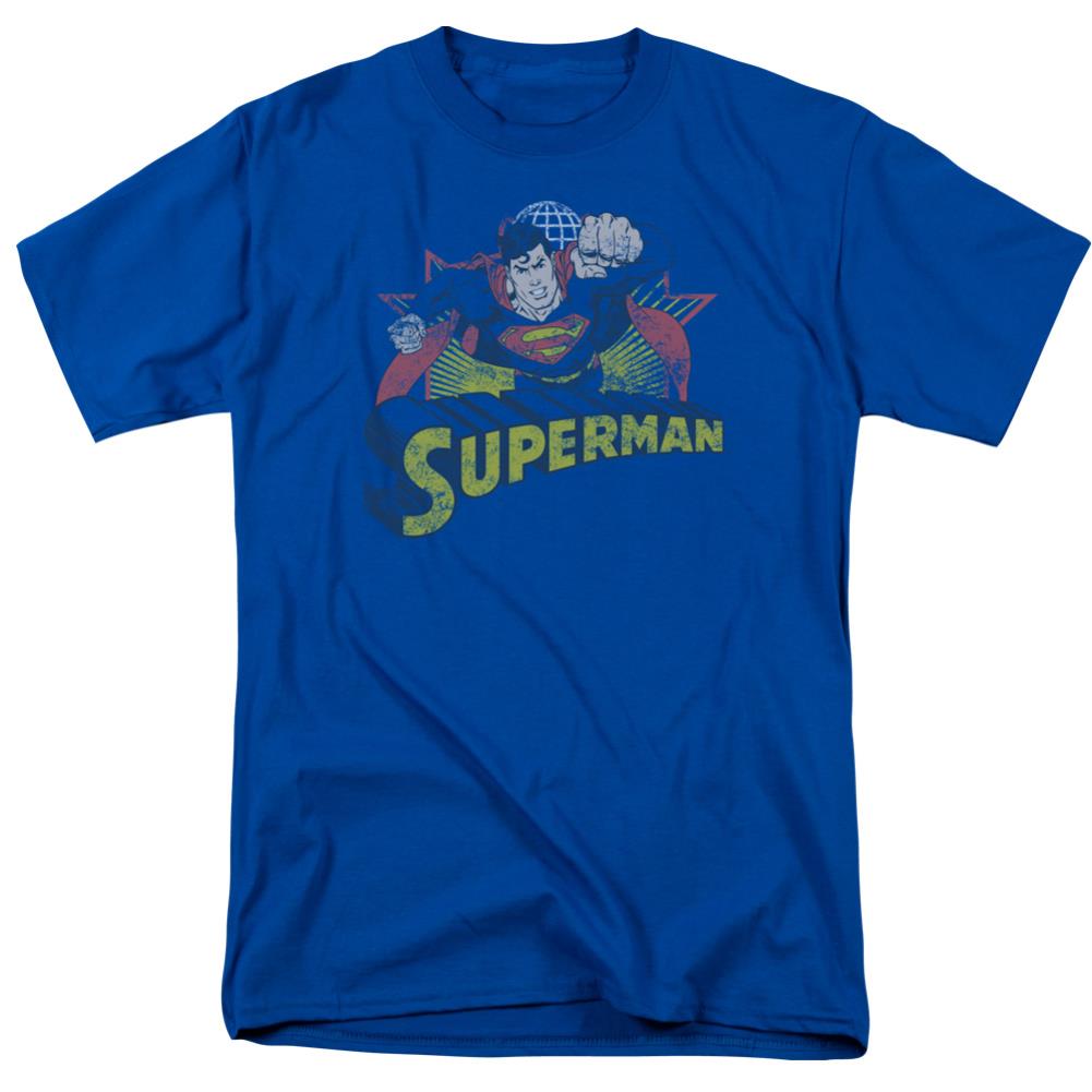 Justice League Of America Superman Rough Distress Men's 18/1 Cotton Short-Sleeve T-Shirt