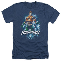 Justice League Of America Water Powers Men's 30/1 Heather 60 40 Poly Short-Sleeve T-Shirt