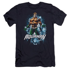 Justice League Of America Water Powers Men's Ultra-Soft 30/1 Cotton Slim Short-Sleeve T-Shirt