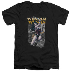 Justice League Of America Wonder Slice Men's 30/1 Cotton Slim V-Neck T-Shirt