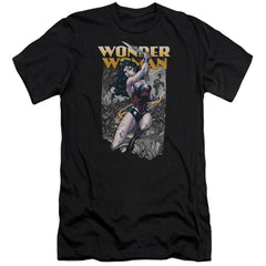 Justice League Of America Wonder Slice Men's Ultra-Soft 30/1 Cotton Slim Short-Sleeve T-Shirt