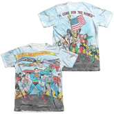 Justice League Of America World Cure (Front/Back Print) Men's Regular Fit Poly Cotton Short-Sleeve T-Shirt