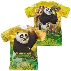 Kung Fu Panda Po And Friends (Front/Back Print) Men's Regular Fit Polyester Short-Sleeve T-Shirt