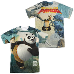 Kung Fu Panda Training (Front/Back Print) Men's Regular Fit Polyester Short-Sleeve T-Shirt