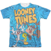 Looney Tunes Collage Of Characters Men's Regular Fit Poly Cotton Short-Sleeve T-Shirt