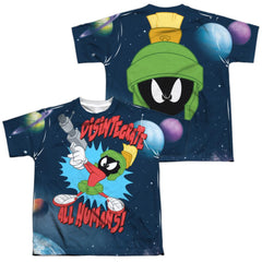 Looney Tunes Disintergrate (Front/Back Print) Youth Regular Fit Poly Short-Sleeve T-Shirt