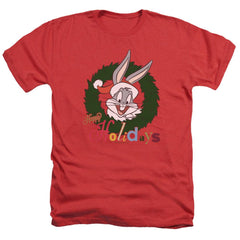Looney Tunes Holiday Bunny Men's 30/1 Heather 60 40 Poly Short-Sleeve T-Shirt