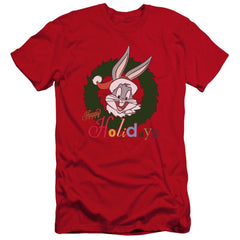 Looney Tunes Holiday Bunny Men's Ultra-Soft 30/1 Cotton Slim Short-Sleeve T-Shirt