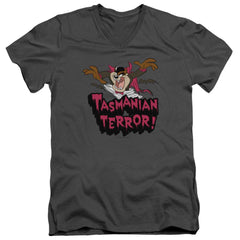 Looney Tunes Taz Terror Men's 30/1 Cotton Slim V-Neck T-Shirt