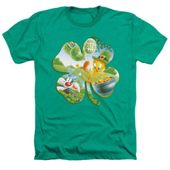 Looney Tunes Tweety Shamrock Men's 30/1 Heather 60 40 Poly Short-Sleeve T-Shirt