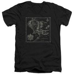 Lord Of The Rings Map Of Me Men's 30/1 Cotton Slim V-Neck T-Shirt