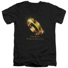Lord Of The Rings One Ring To Rule Them All Men's 30/1 Cotton Slim V-Neck T-Shirt