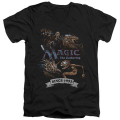 Magic The Gathering Four Pack Retro Men's 30/1 Cotton Slim V-Neck T-Shirt