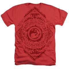 Magic The Gathering Red Mana Men's 30/1 Cotton Poly SS Heather T