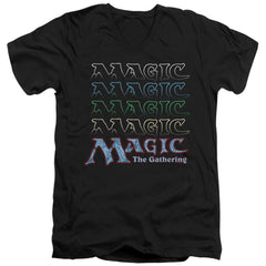 Magic The Gathering Retro Logo Repeat Men's 30/1 Cotton Slim V-Neck T-Shirt
