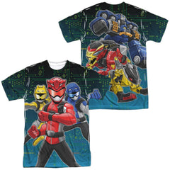 Mighty Morphin Power Rangers Battle Stance (Front/Back Print) Men's Regular Fit Polyester Short-Sleeve T-Shirt