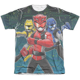 Mighty Morphin Power Rangers Battle Stance Men's Regular Fit Poly Cotton Short-Sleeve T-Shirt