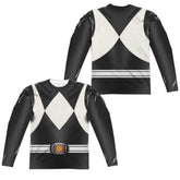Mighty Morphin Power Rangers Black Ranger (Front/Back Print) Men's Regular Fit Polyester Long-Sleeve T-Shirt